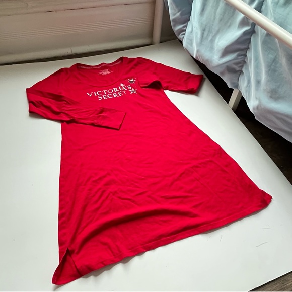 🩷VICTORIA SECRET LONG SLEEVE DRESS PAJAMAS RED SPARKLE SIZE SMALL COZY LOUNGE - Picture 12 of 13